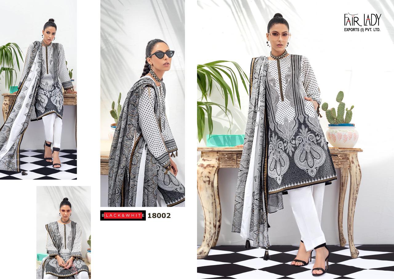 Fairlady Black And White Embroidered Collection Lawn Cotton Print With Embroidery Patch Work Salwar Suits Wholesaler Surat
