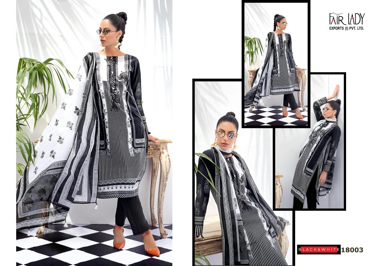 Fairlady Black And White Embroidered Collection Lawn Cotton Print With Embroidery Patch Work Salwar Suits Wholesaler Surat