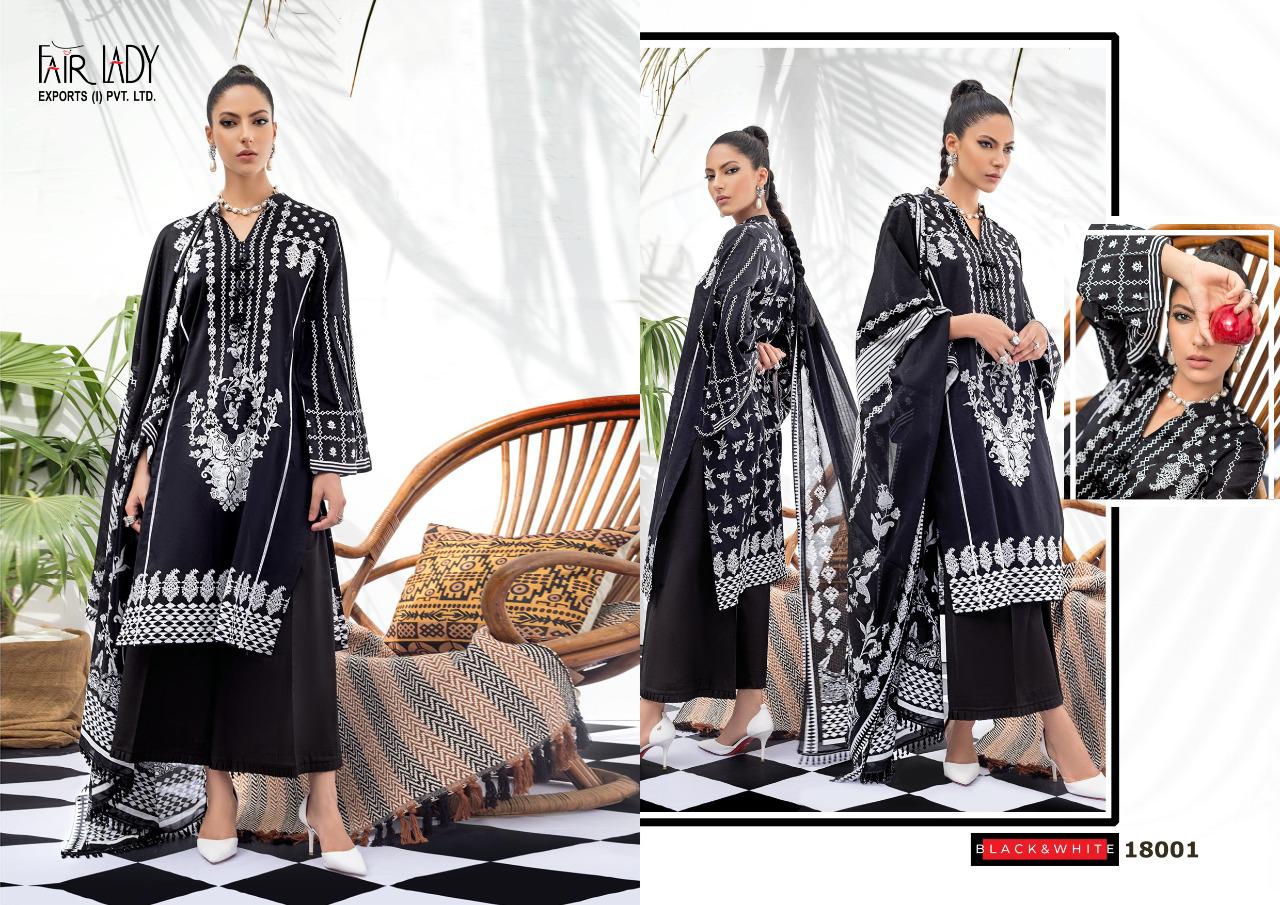 Fairlady Black And White Embroidered Collection Lawn Cotton Print With Embroidery Patch Work Salwar Suits Wholesaler Surat