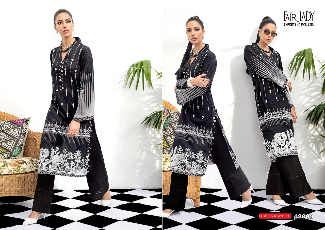 Fairlady Black And White Embroidered Collection Lawn Cotton Print With Embroidery Patch Work Salwar Suits Wholesaler Surat