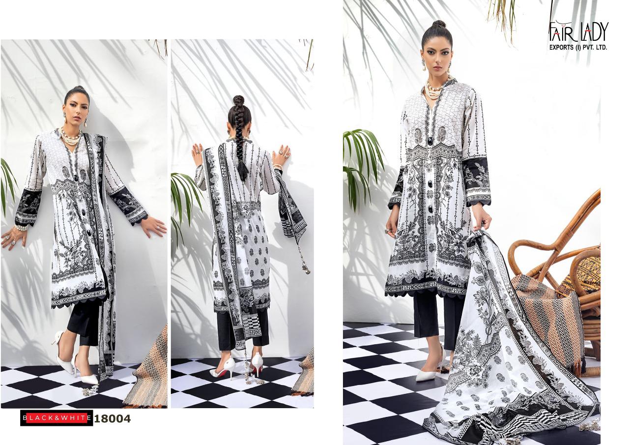 Fairlady Black And White Embroidered Collection Lawn Cotton Print With Embroidery Patch Work Salwar Suits Wholesaler Surat