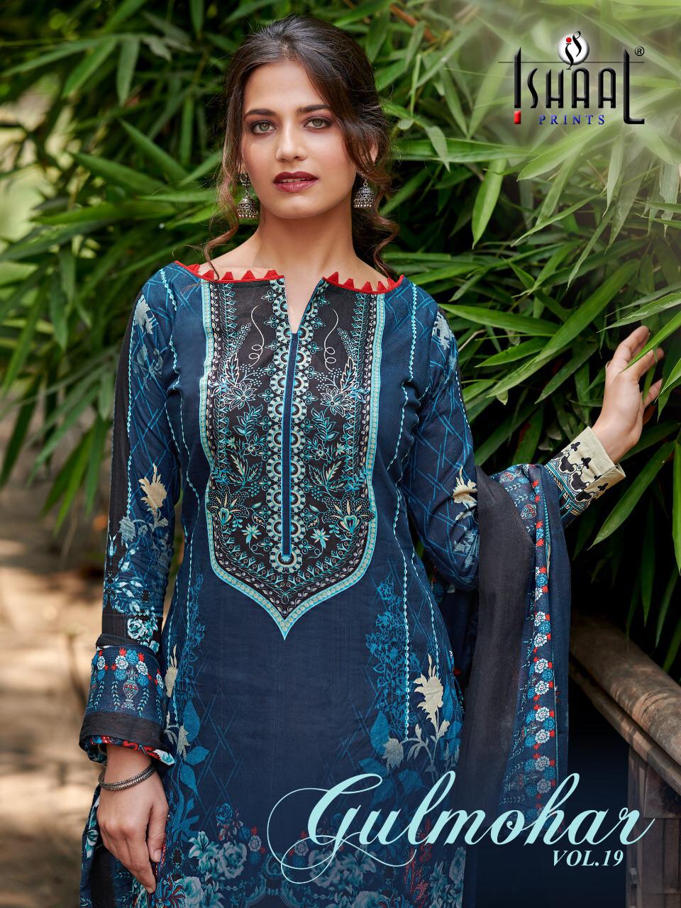 Ishaal Print Gulmohar Vol 19 Pure Lawn Collection Fancy Wear Salwar Kameez Wholesale Dealer Surat