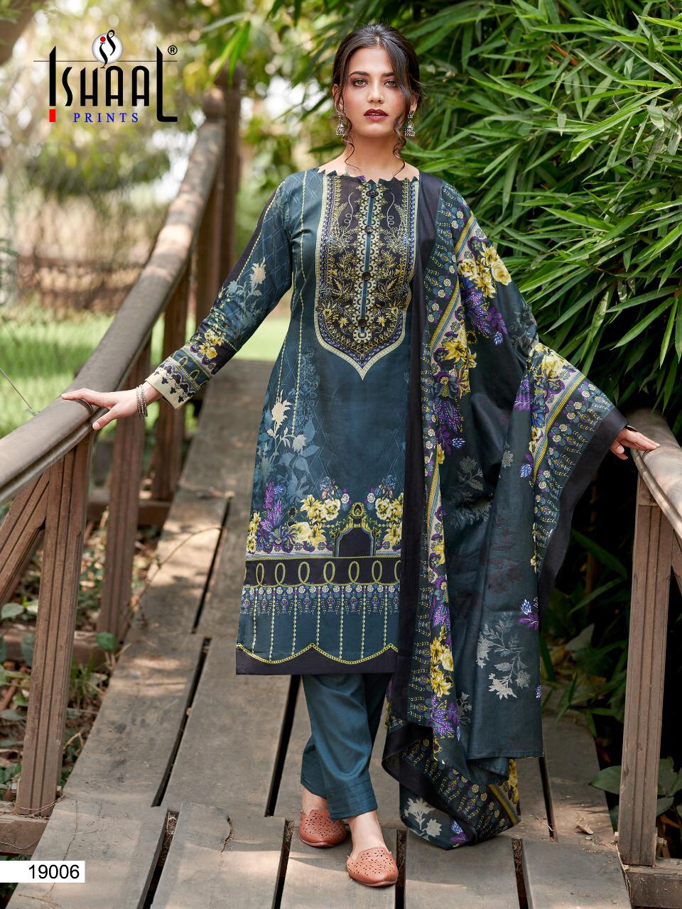 Ishaal Print Gulmohar Vol 19 Pure Lawn Collection Fancy Wear Salwar Kameez Wholesale Dealer Surat