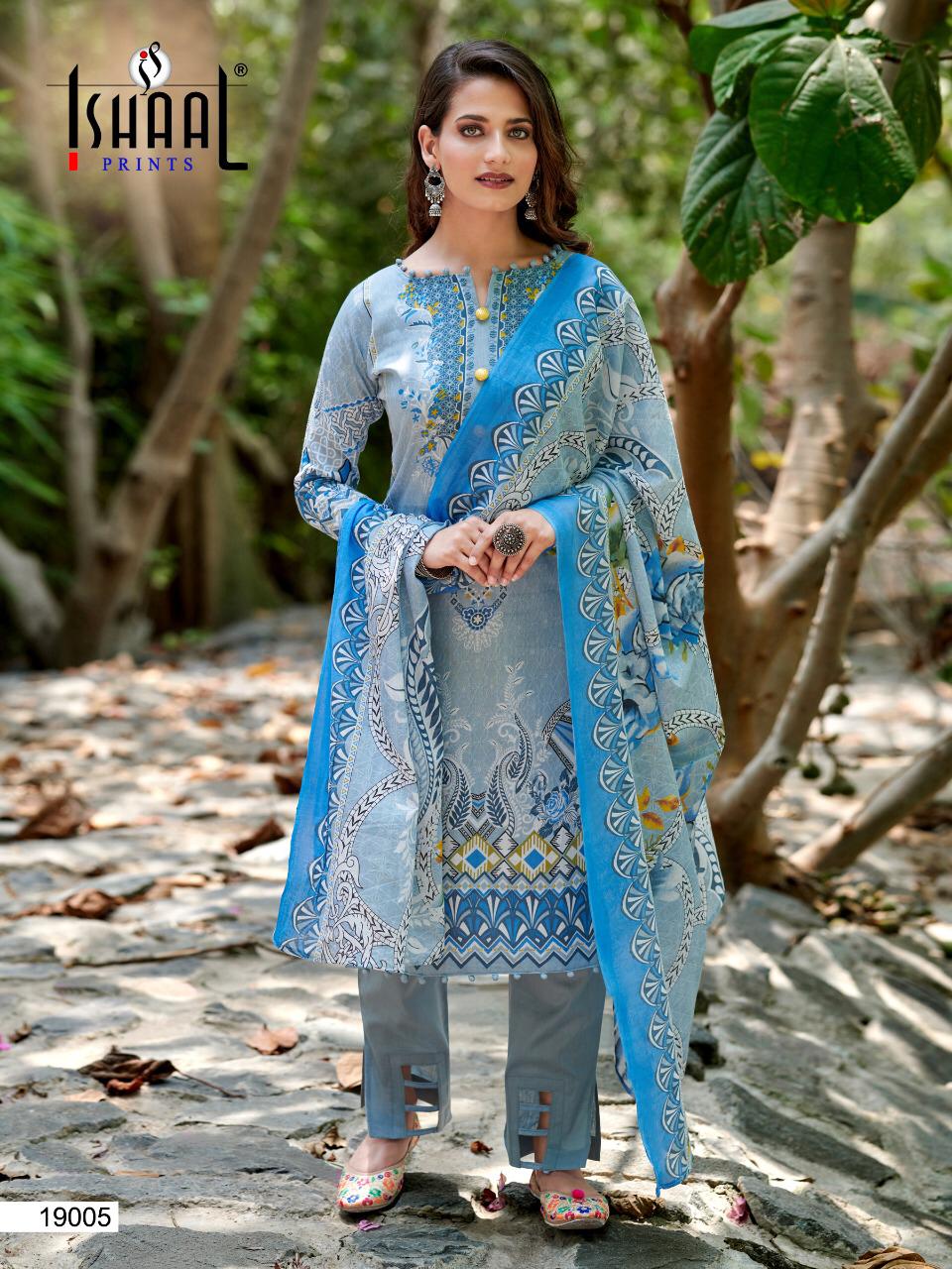Ishaal Print Gulmohar Vol 19 Pure Lawn Collection Fancy Wear Salwar Kameez Wholesale Dealer Surat