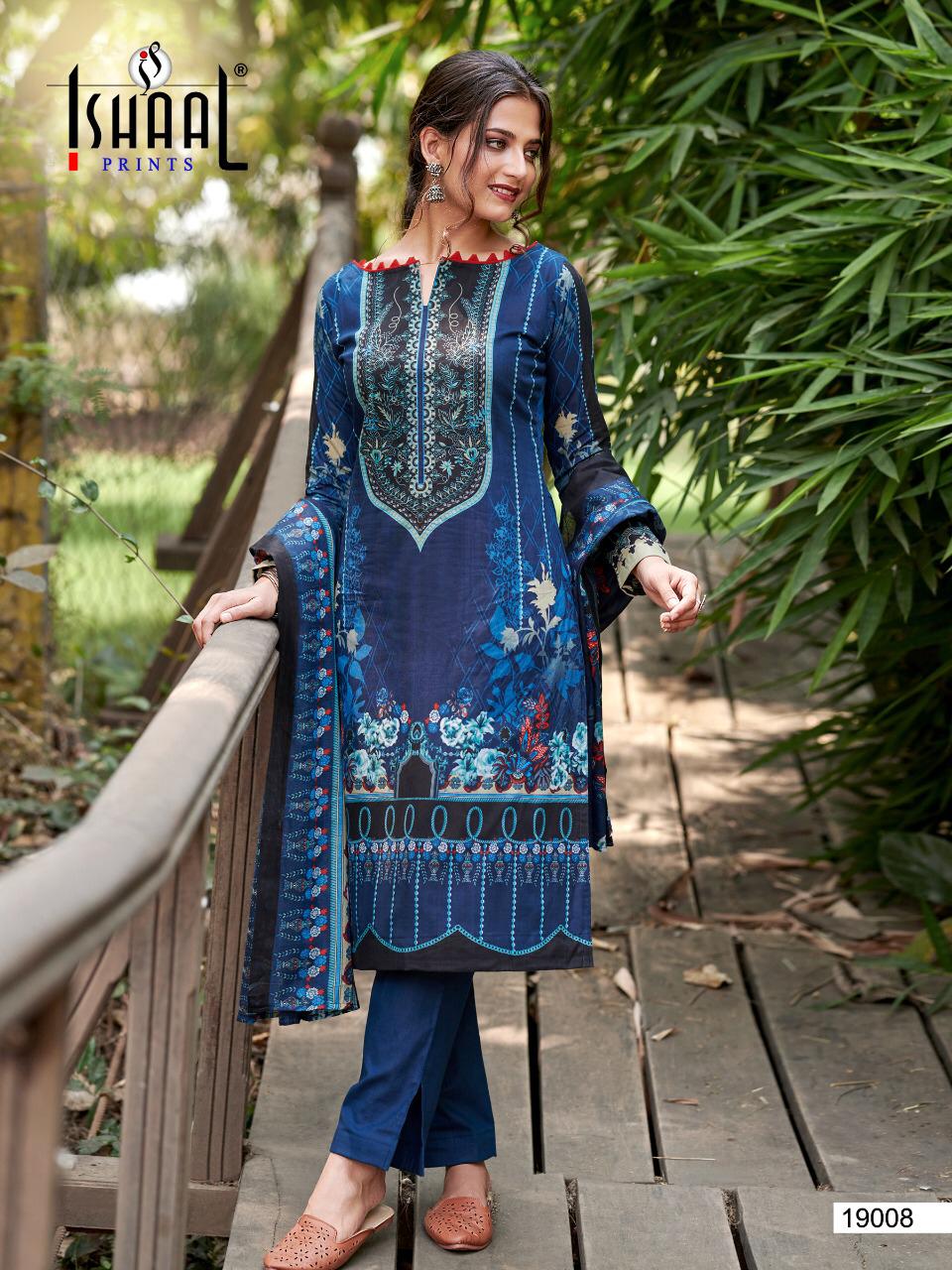 Ishaal Print Gulmohar Vol 19 Pure Lawn Collection Fancy Wear Salwar Kameez Wholesale Dealer Surat