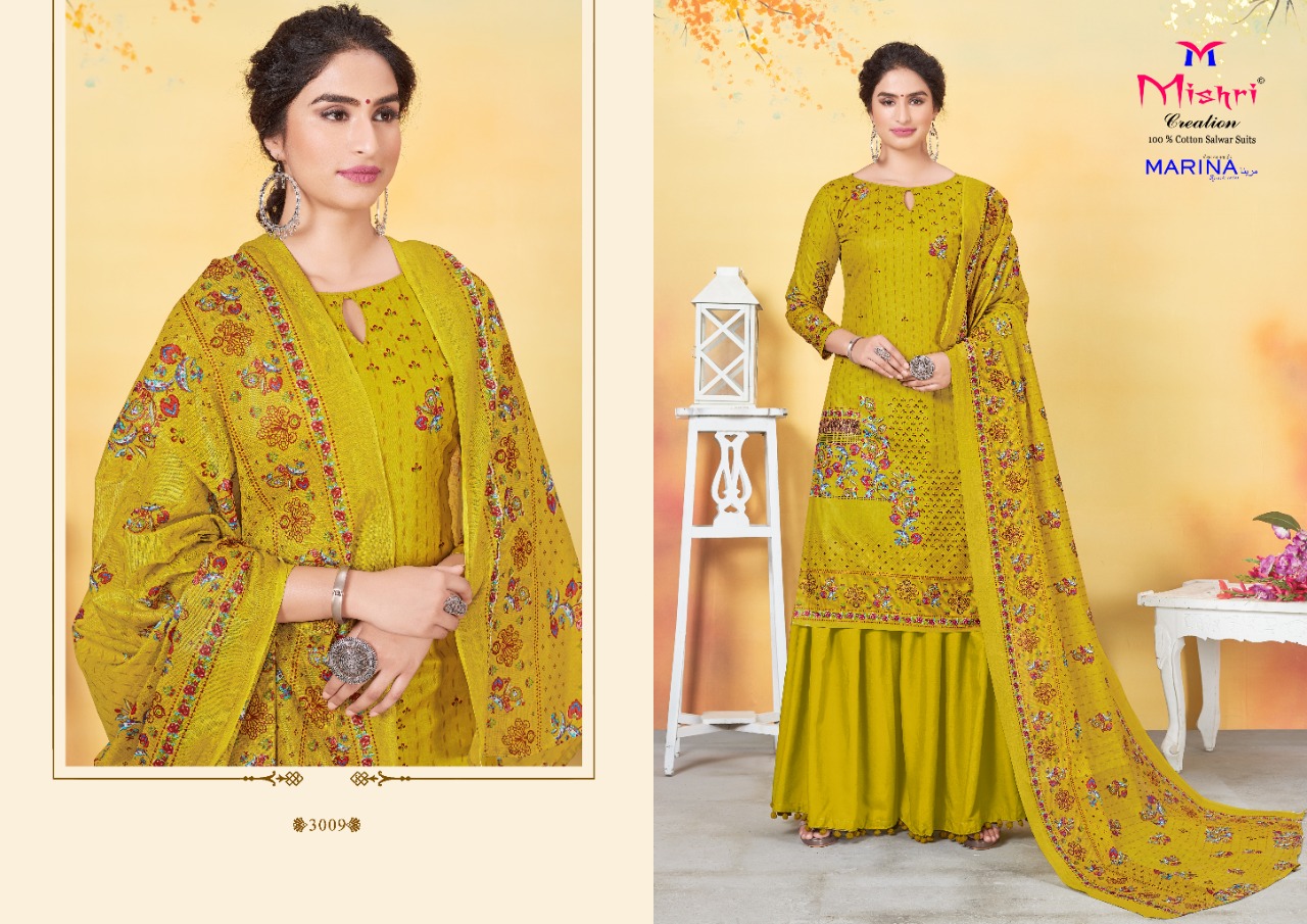Mishri Creation Marina Vol 3 Heavy Pure Cotton Karachi Style Dress Material Salwar Suits Wholesale Dealer Surat