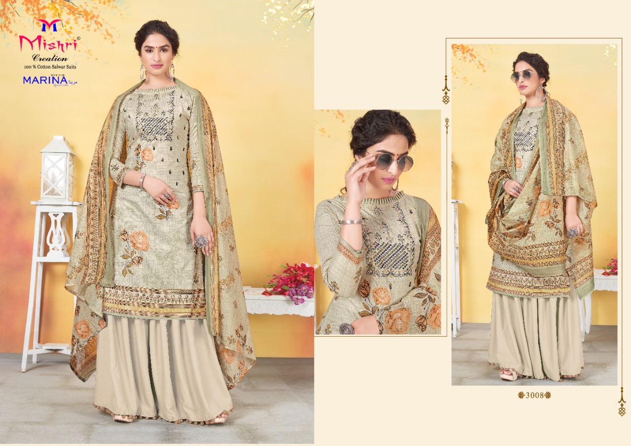 Mishri Creation Marina Vol 3 Heavy Pure Cotton Karachi Style Dress Material Salwar Suits Wholesale Dealer Surat