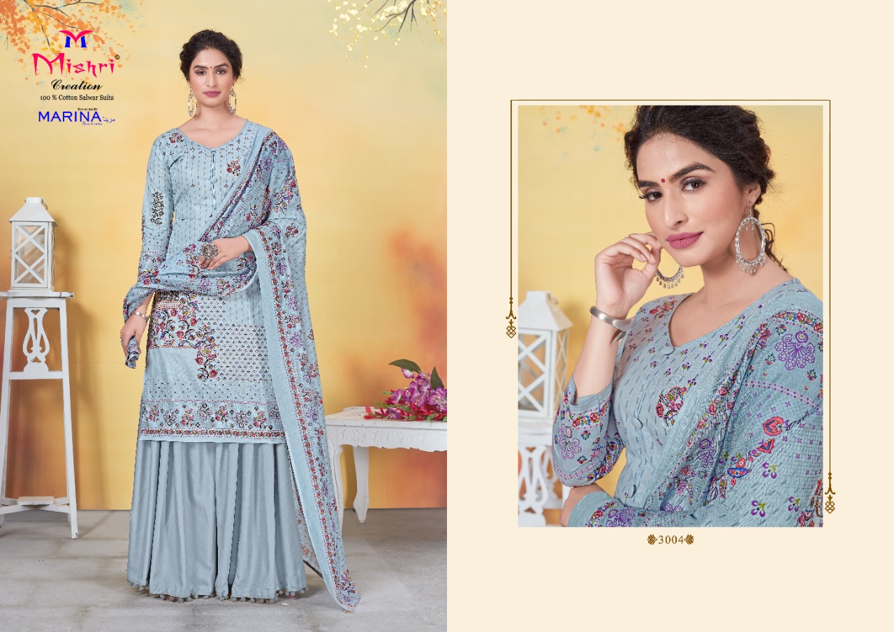 Mishri Creation Marina Vol 3 Heavy Pure Cotton Karachi Style Dress Material Salwar Suits Wholesale Dealer Surat