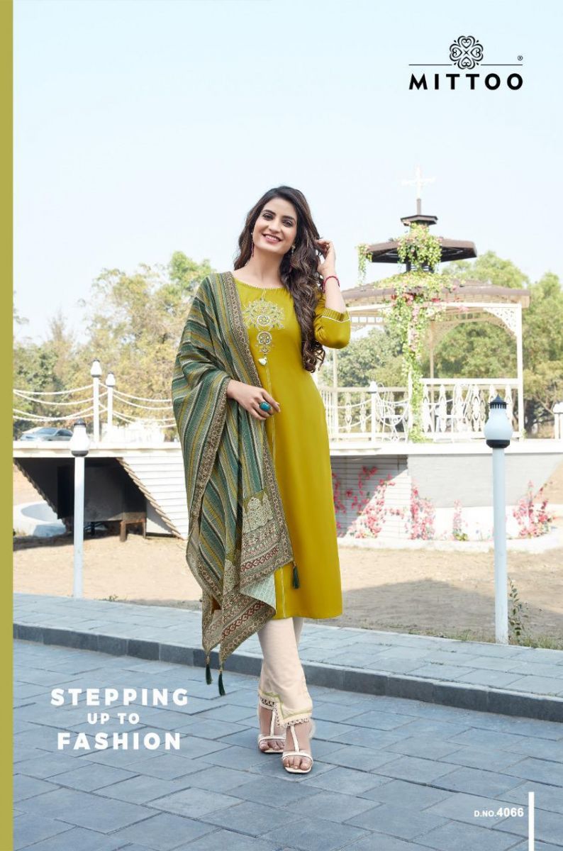 Mittoo Fashion Mahendi Vol 2 Heavy Rayon With Embroidery Hand Work Casual Wear Kurtis Wholesale Dealer Surat