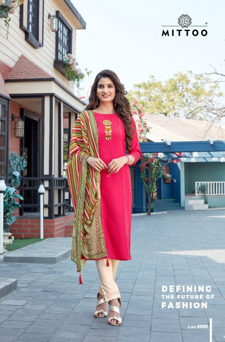 Mittoo Fashion Mahendi Vol 2 Heavy Rayon With Embroidery Hand Work Casual Wear Kurtis Wholesale Dealer Surat