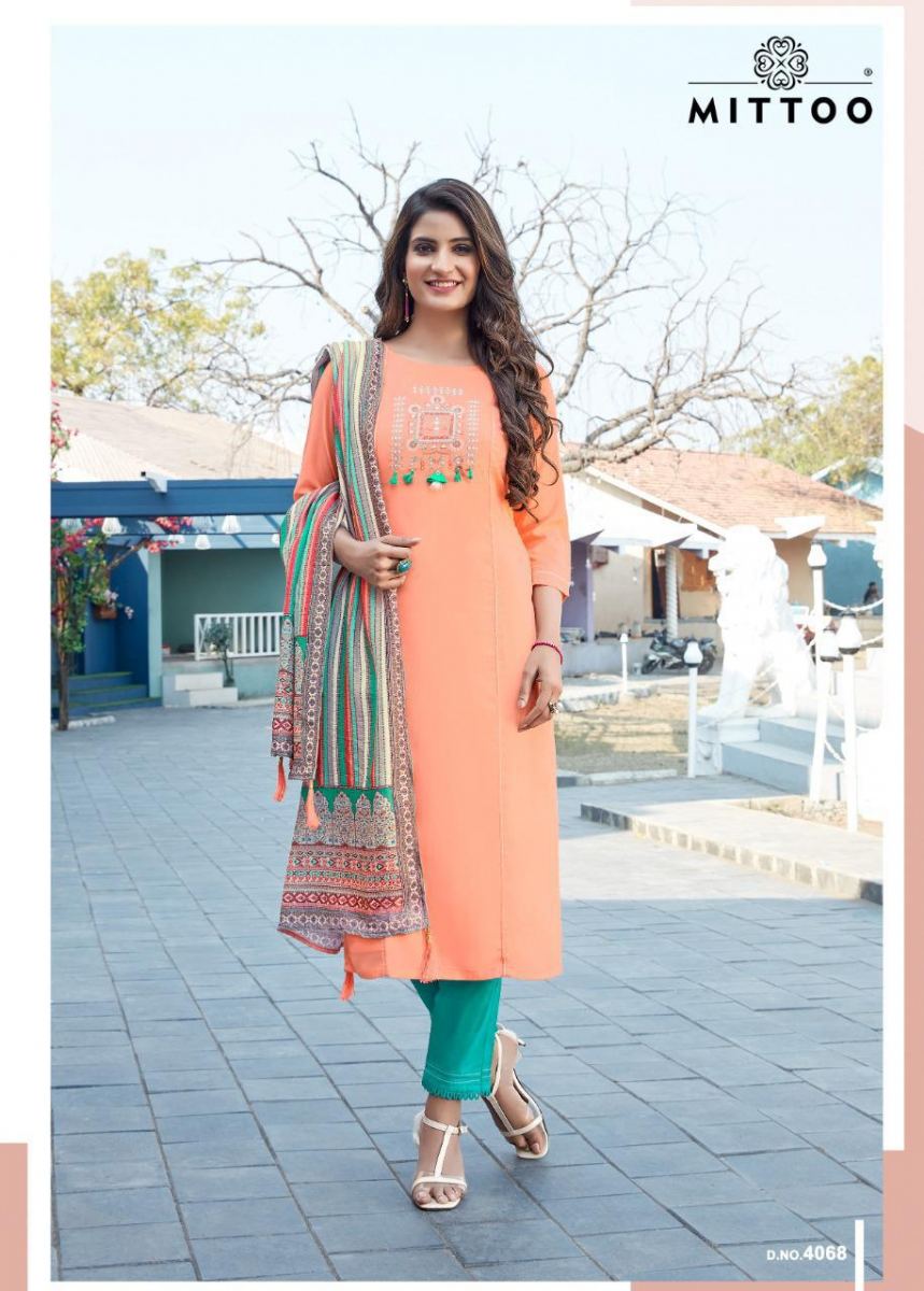 Mittoo Fashion Mahendi Vol 2 Heavy Rayon With Embroidery Hand Work Casual Wear Kurtis Wholesale Dealer Surat