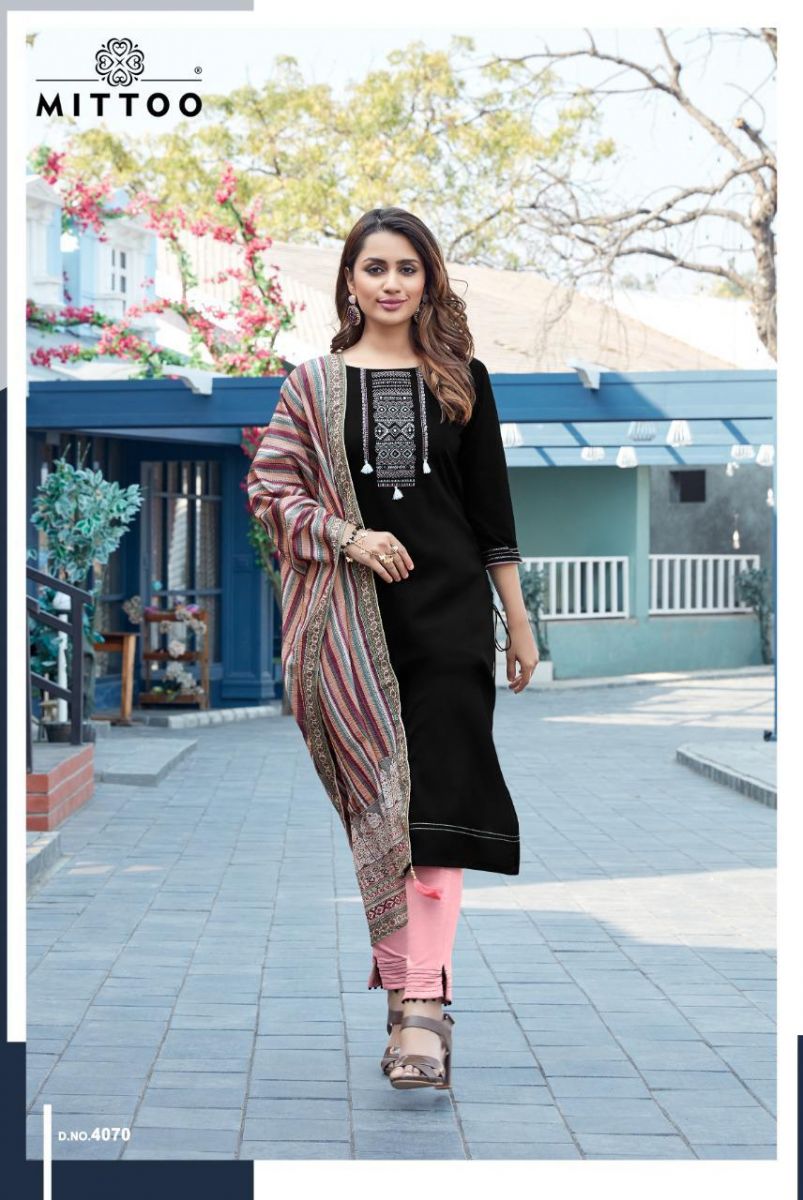 Mittoo Fashion Mahendi Vol 2 Heavy Rayon With Embroidery Hand Work Casual Wear Kurtis Wholesale Dealer Surat