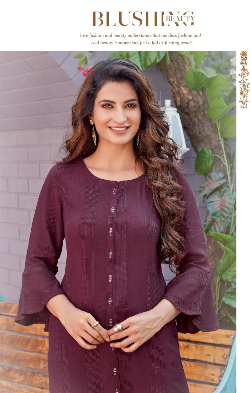 Mittoo Fashion Mohini Vol 8 Rayon Weaving Stripes Long Straight Type Casual Wear Kurtis And Bottoms Wholesale Dealer Surat