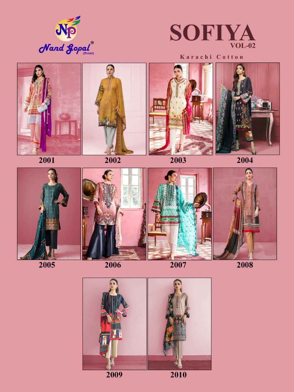 Nandgopal Sofiya Vol 2 Heavy Pure Cotton With Karachi Style Print Dress Material Salwar Suits Wholesale Dealer Surat