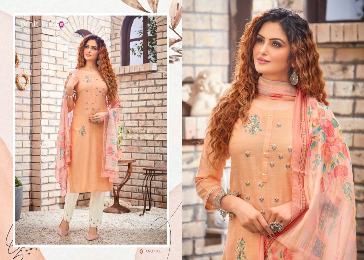 Pink Mirror Cherish Pure Viscose With Embroidery Work Fancy Casual Wear Ready Made Salwar Suits Wholesale Dealer Surat