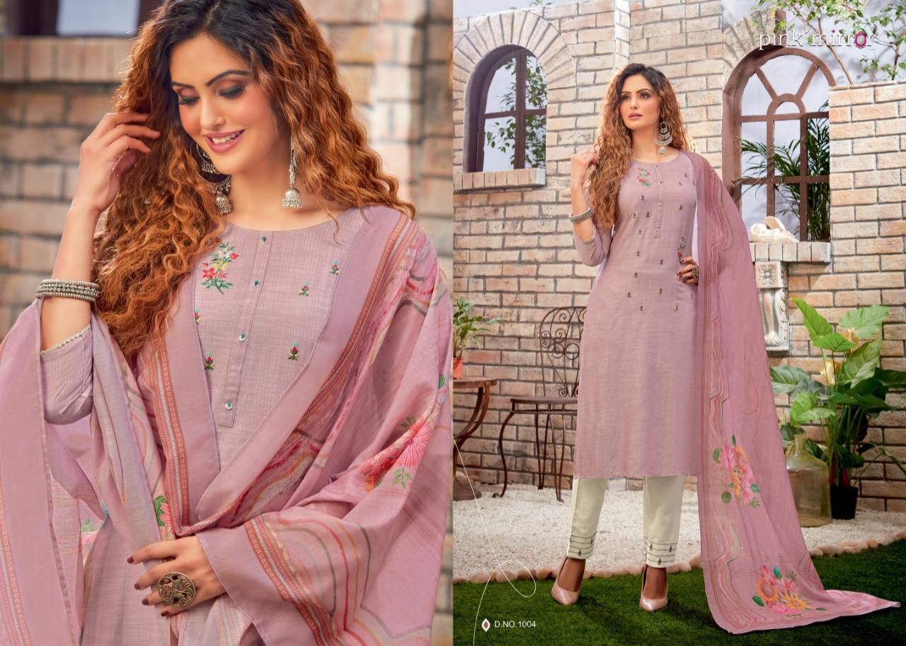Pink Mirror Cherish Pure Viscose With Embroidery Work Fancy Casual Wear Ready Made Salwar Suits Wholesale Dealer Surat