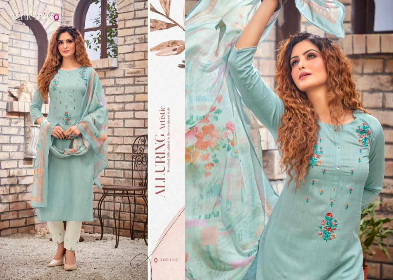 Pink Mirror Cherish Pure Viscose With Embroidery Work Fancy Casual Wear Ready Made Salwar Suits Wholesale Dealer Surat