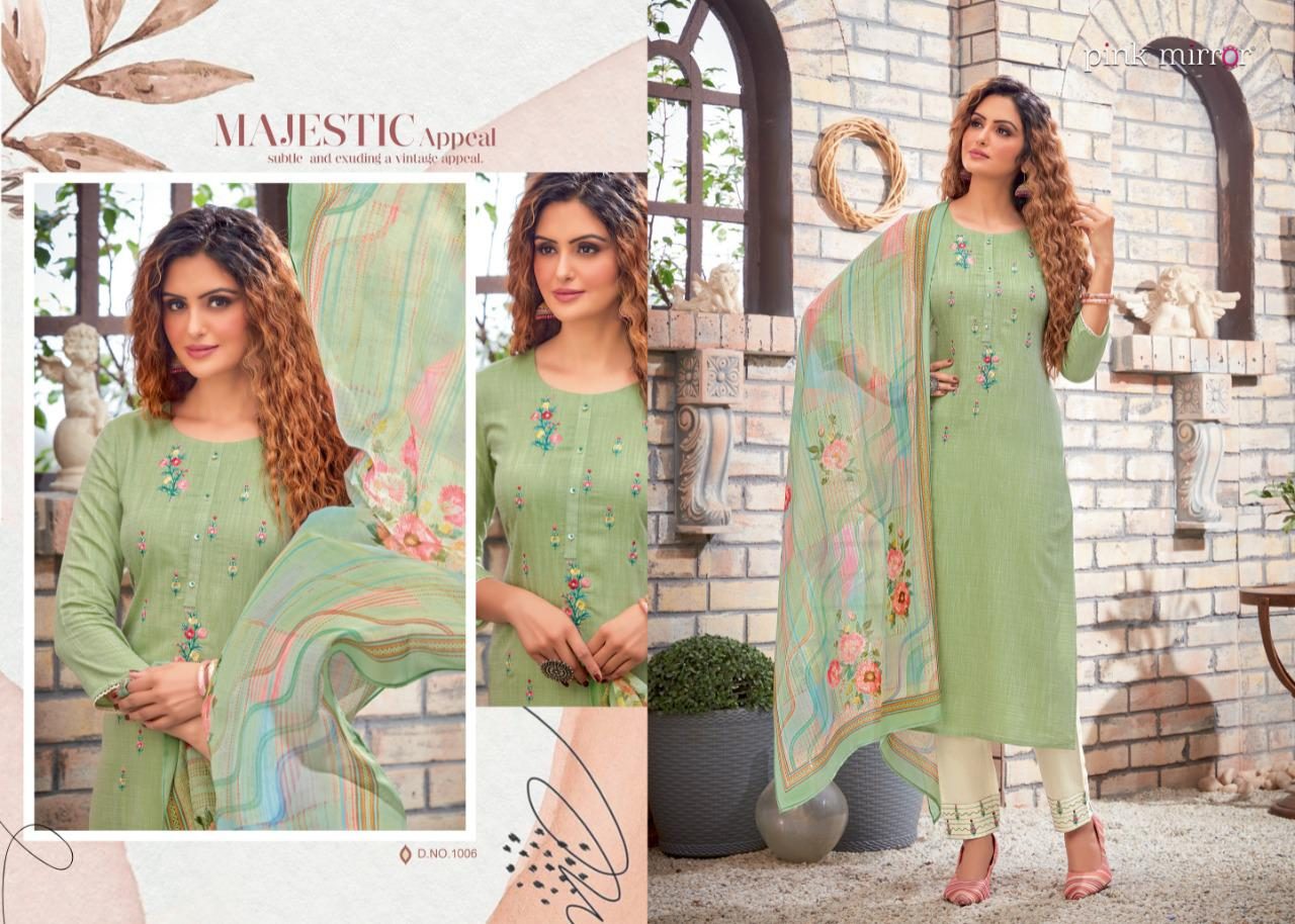 Pink Mirror Cherish Pure Viscose With Embroidery Work Fancy Casual Wear Ready Made Salwar Suits Wholesale Dealer Surat