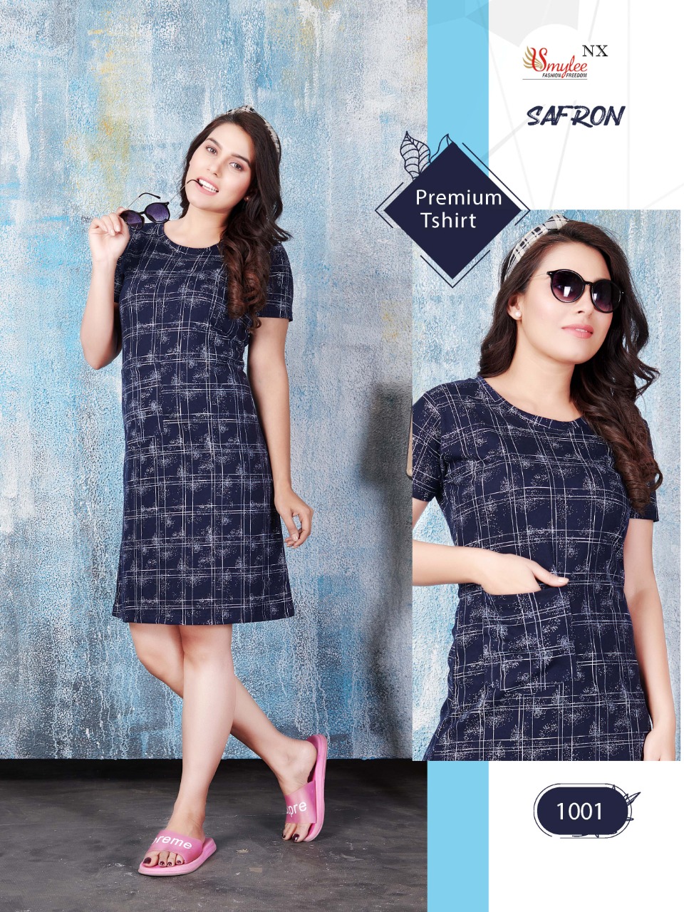 Smylee Fashion Nx Safron Heavy Procian & Dischage  Print  Sinker Hosiery Long Frock Style Kurtis Wholesale Dealer Surat