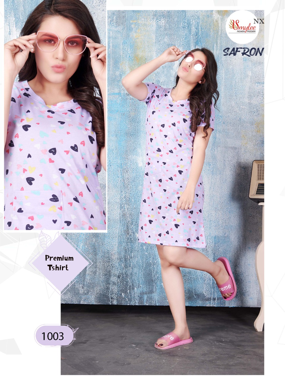 Smylee Fashion Nx Safron Heavy Procian & Dischage  Print  Sinker Hosiery Long Frock Style Kurtis Wholesale Dealer Surat