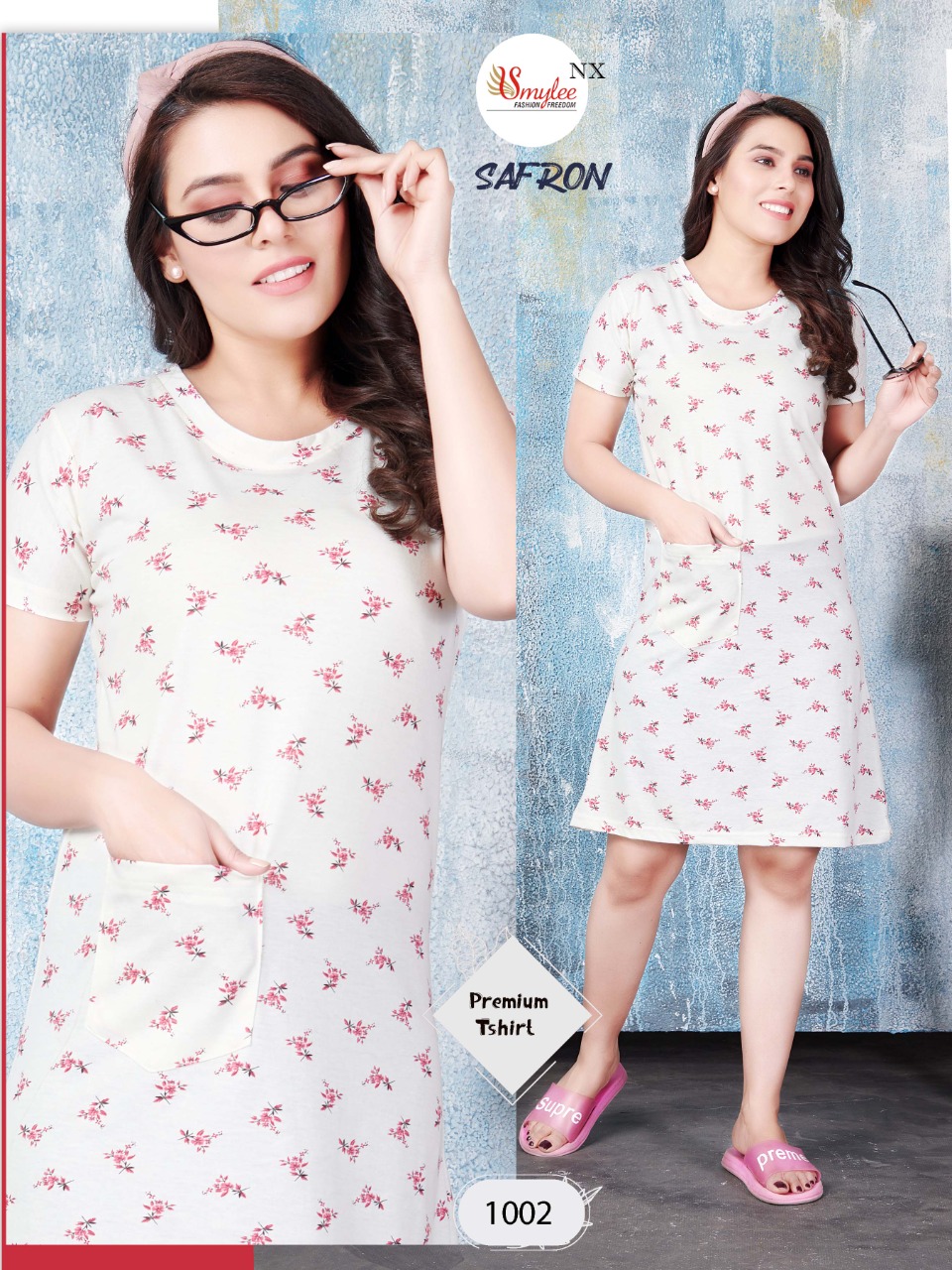 Smylee Fashion Nx Safron Heavy Procian & Dischage  Print  Sinker Hosiery Long Frock Style Kurtis Wholesale Dealer Surat