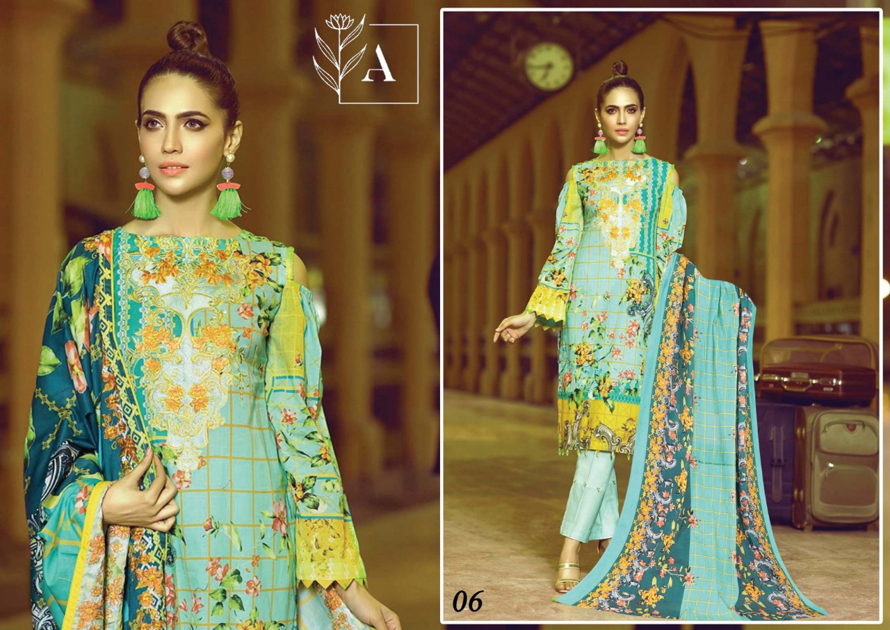 Alizeh Lawn Fabric Lawn With Fancy Designer Print Pakistani Style Dress Material Salwar Kameez Wholesale Dealer Surat