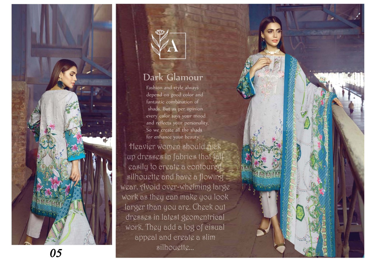 Alizeh Lawn Fabric Lawn With Fancy Designer Print Pakistani Style Dress Material Salwar Kameez Wholesale Dealer Surat