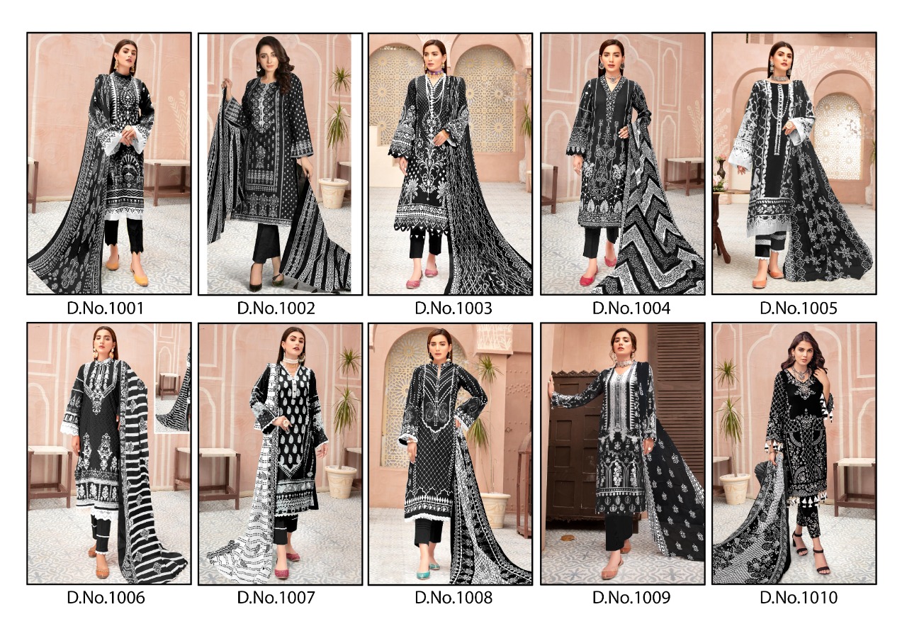 Mishri Creation Black And White Pure Cotton With Karachi Style Dress Material Salwar Suits Wholesale Dealer Surat