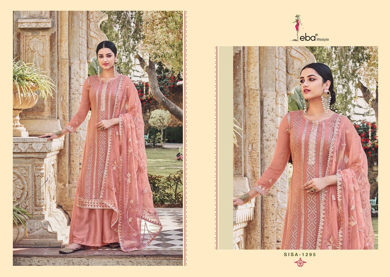 Eba Lifestyle Sisa Vol 1 Heavy Chinon With Heavy Embroidery Work Wedding Wear Dress Material Salwar Suits Wholesale Dealer Surat