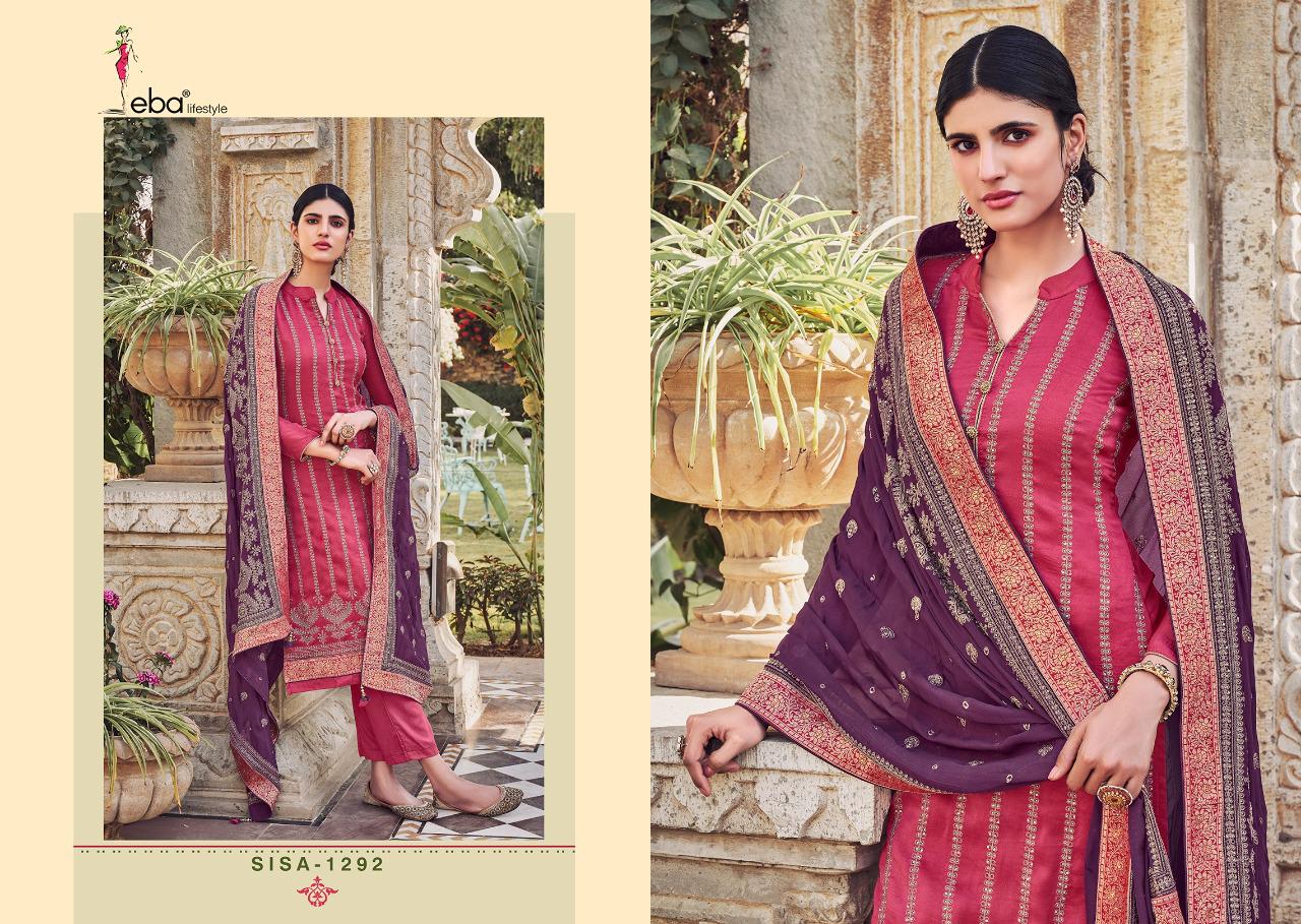 Eba Lifestyle Sisa Vol 1 Heavy Chinon With Heavy Embroidery Work Wedding Wear Dress Material Salwar Suits Wholesale Dealer Surat