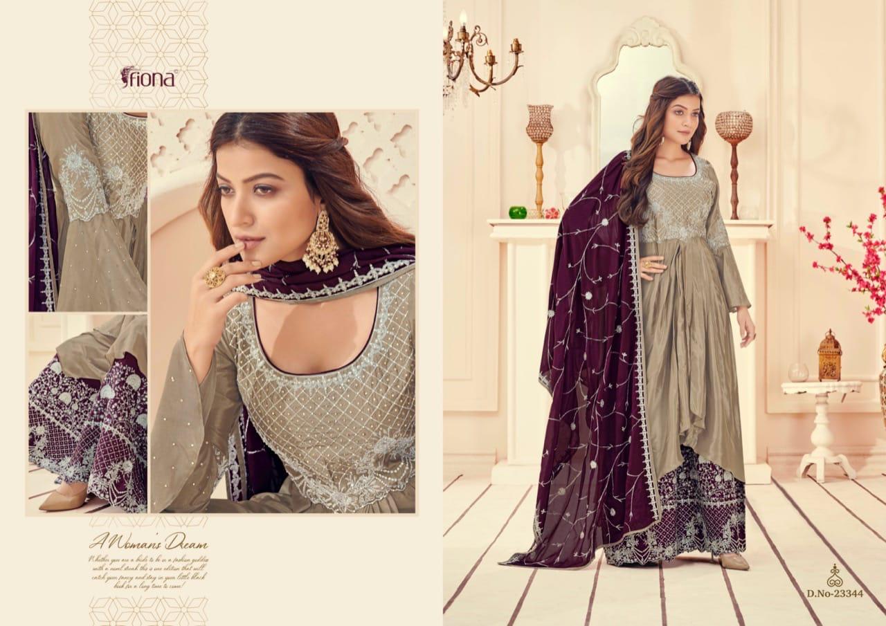 Fiona Manyata Chinnon With Elegant Embroidery Work Fancy Designer Weddig Wear Salwar Kameez Wholesale Dealer Surat