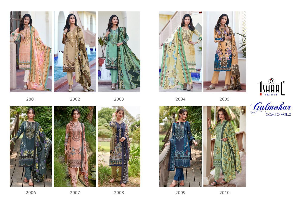 Ishaal Prints Gulmohar Combo Vol 2 Pure Lawn Cotton Karachi Style Dress Material Salwar Suits Wholesale Dealer Surat