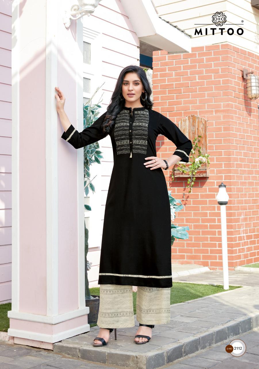 Mittoo Panghat Vol 17 Heavy Rayon With Embroidery And Hand Work Long Straight Type Casual Wear Readymade Kurtis And Plazzo Wholesaler Dealer Surat