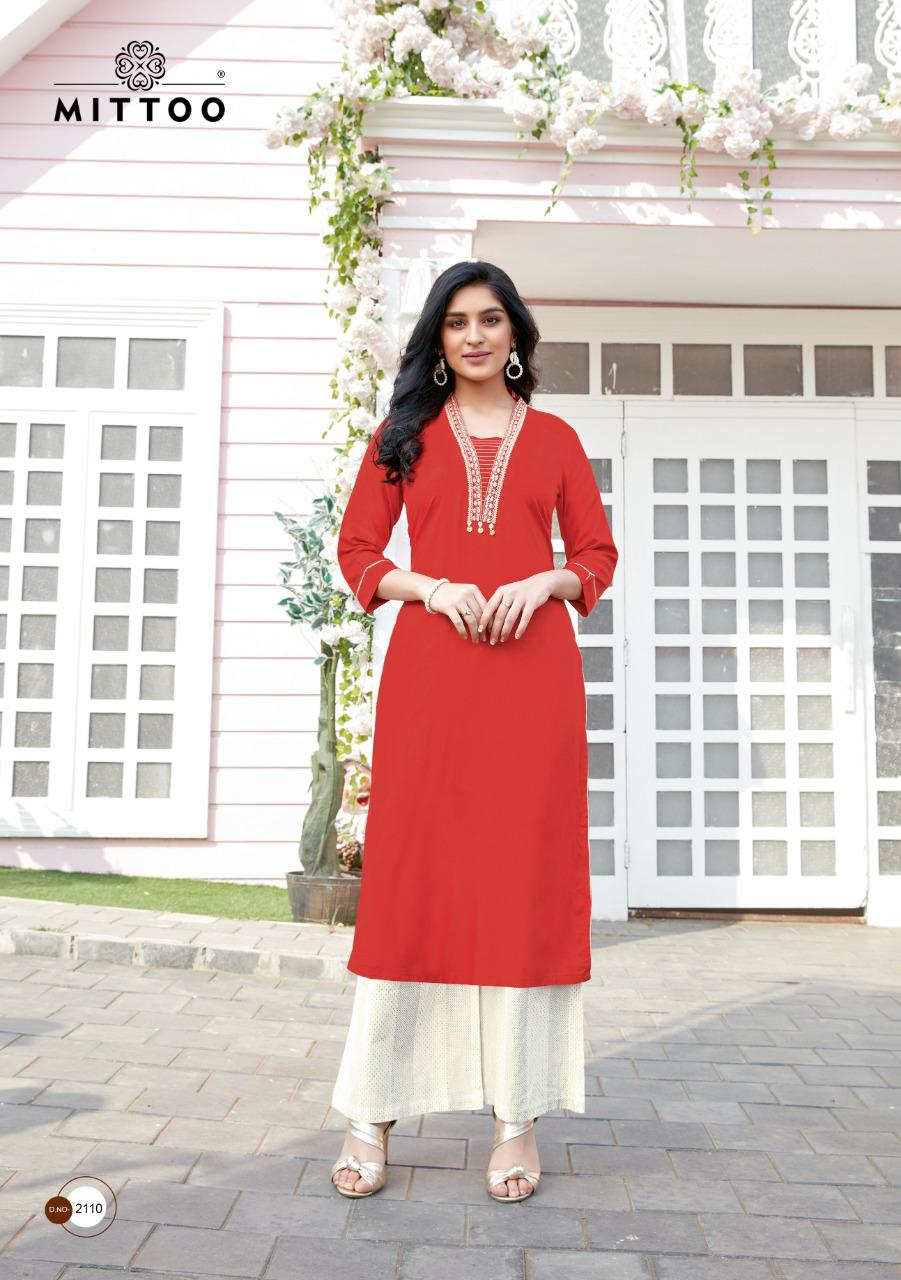 Mittoo Panghat Vol 17 Heavy Rayon With Embroidery And Hand Work Long Straight Type Casual Wear Readymade Kurtis And Plazzo Wholesaler Dealer Surat