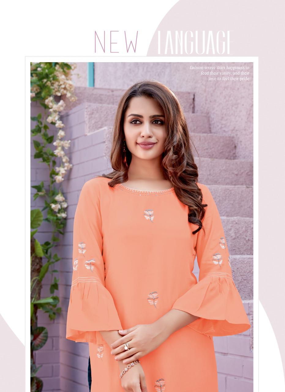Mittoo Wooglee Fashion Kesar Vol 3 Heavy Rayon With Embroidery Hand Work Casual Wear Kurtis Wholesale Dealer Surat