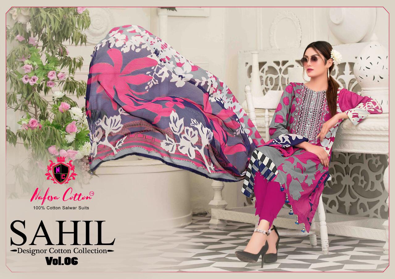 Nafisa Cotton Sahil Vol 6 Pure Cotton Print Karachi Style Dress Material Salwar Suits Wholesale Dealer Surat