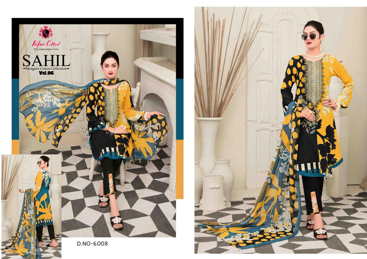 Nafisa Cotton Sahil Vol 6 Pure Cotton Print Karachi Style Dress Material Salwar Suits Wholesale Dealer Surat