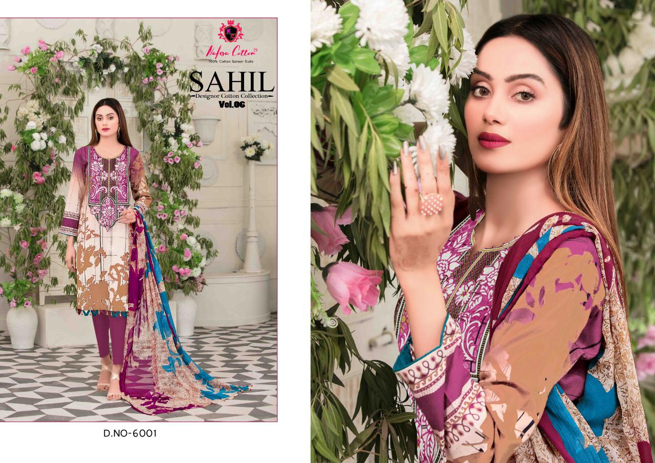 Nafisa Cotton Sahil Vol 6 Pure Cotton Print Karachi Style Dress Material Salwar Suits Wholesale Dealer Surat