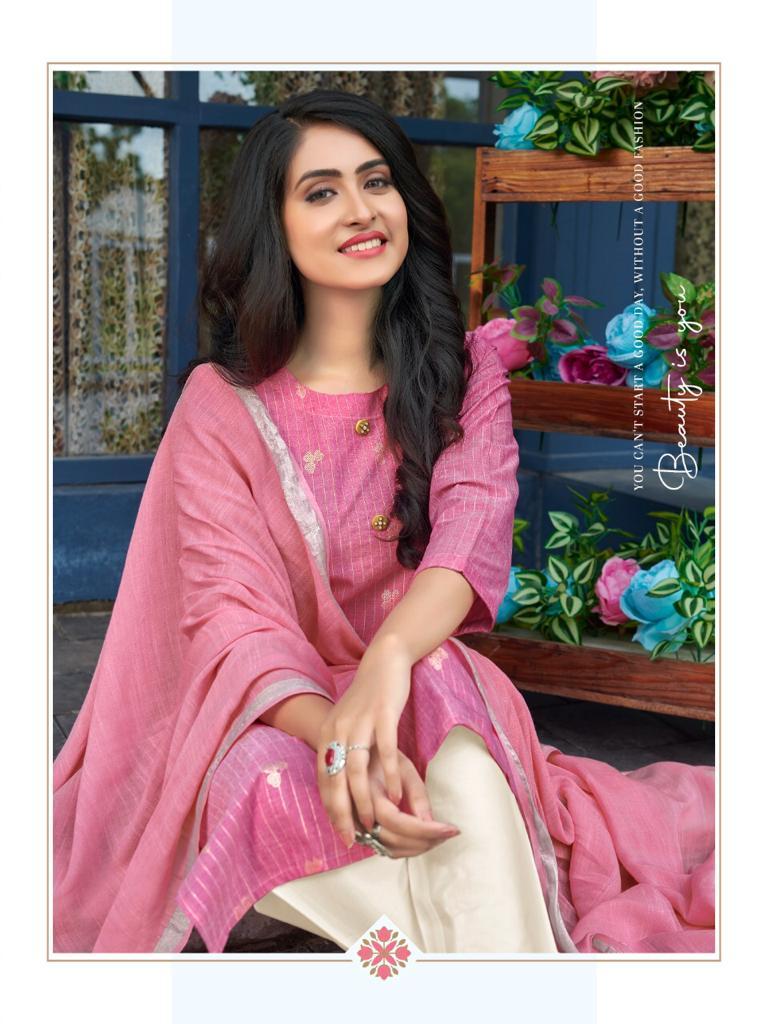 Pink Mirror Mint Viscose Lurex With Foil Print Long Straight Type Casual Wear Kurtis Wholesale Dealer Surat