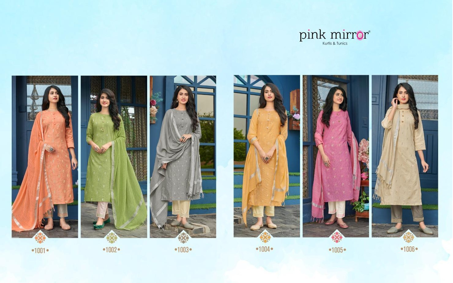 Pink Mirror Mint Viscose Lurex With Foil Print Long Straight Type Casual Wear Kurtis Wholesale Dealer Surat