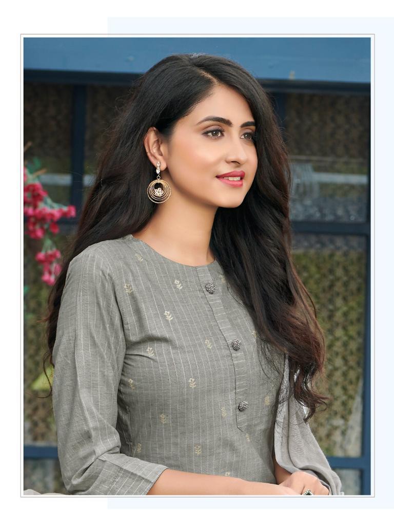 Pink Mirror Mint Viscose Lurex With Foil Print Long Straight Type Casual Wear Kurtis Wholesale Dealer Surat