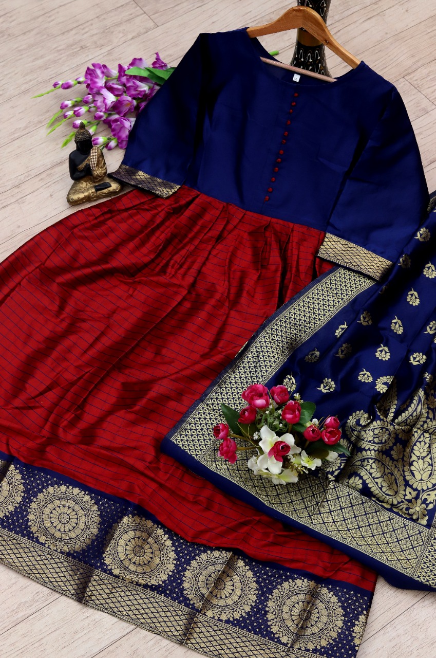 Rahul Nx Kulfi Vol 2 Banarasi Silk Jacquard Long Gown Style Party Wear Ready Made Kurtis Wholesale Dealer Surat