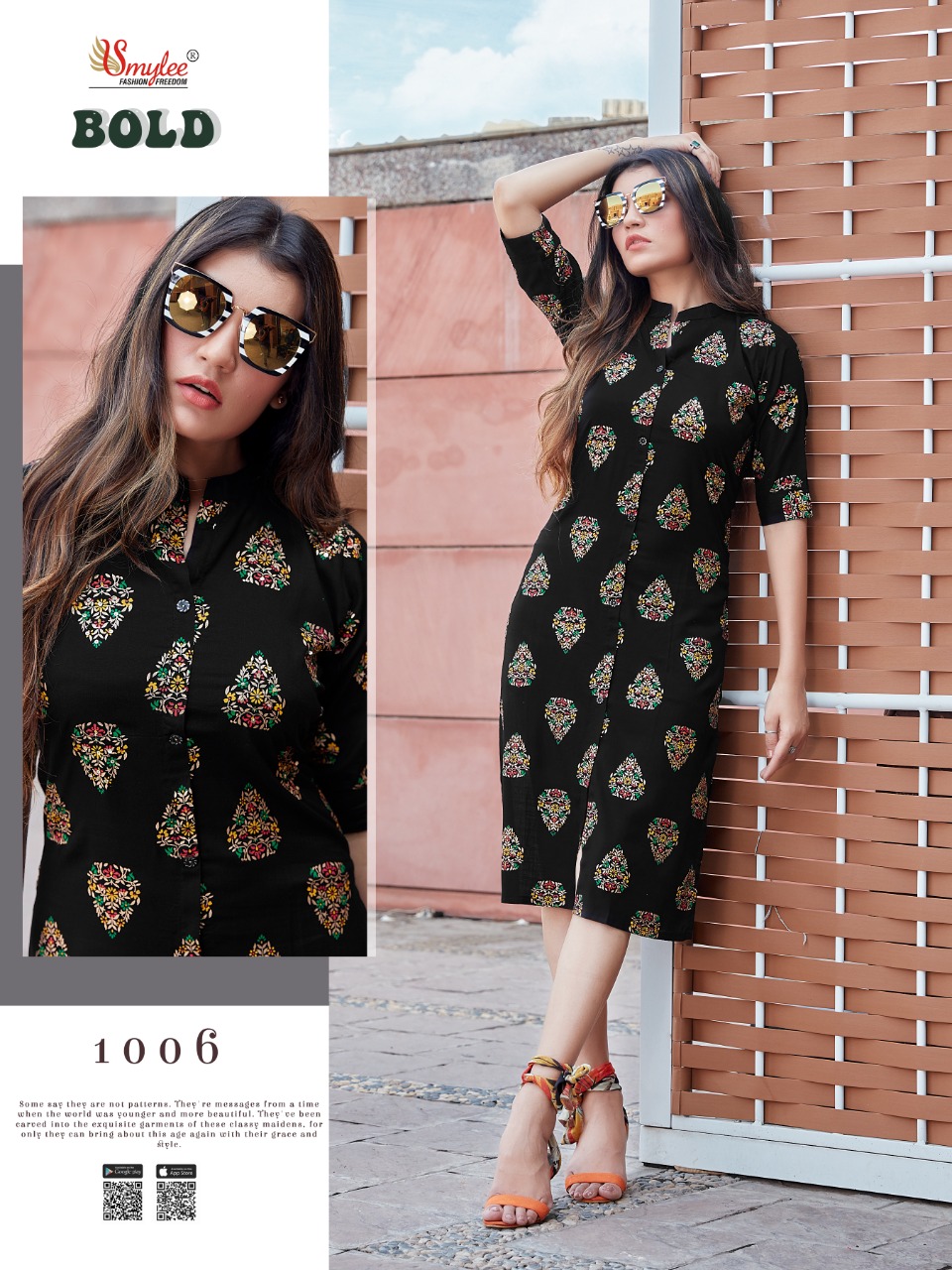 Smylee Fashion Bold Heavy Slub Print Rayon With Manual Hand Work Casual Wear Kurtis Wholesale Dealer Surat