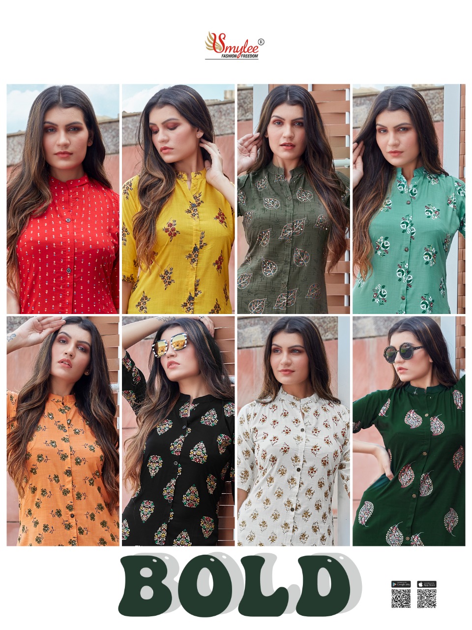 Smylee Fashion Bold Heavy Slub Print Rayon With Manual Hand Work Casual Wear Kurtis Wholesale Dealer Surat