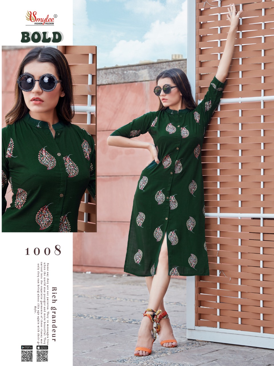 Smylee Fashion Bold Heavy Slub Print Rayon With Manual Hand Work Casual Wear Kurtis Wholesale Dealer Surat