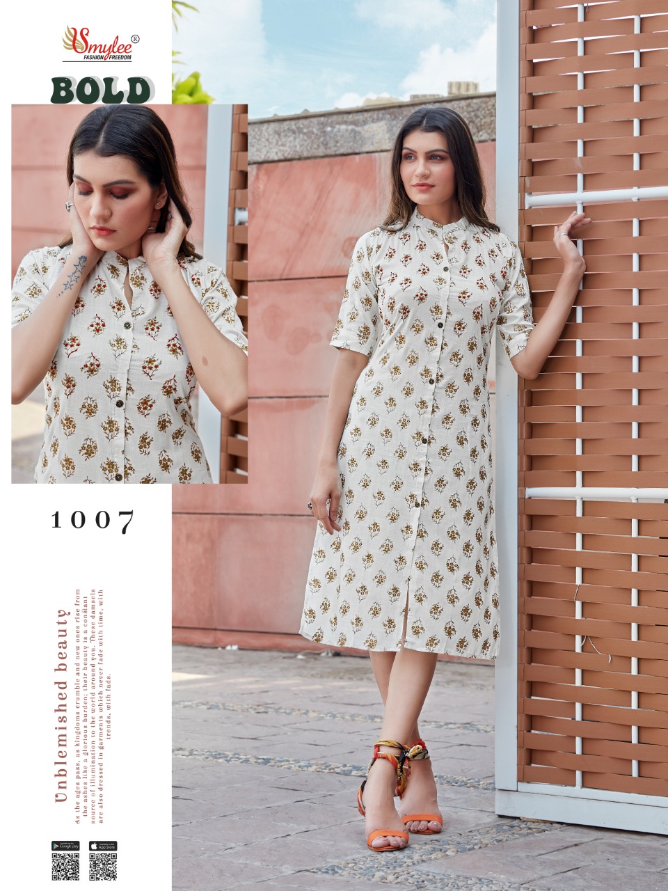 Smylee Fashion Bold Heavy Slub Print Rayon With Manual Hand Work Casual Wear Kurtis Wholesale Dealer Surat