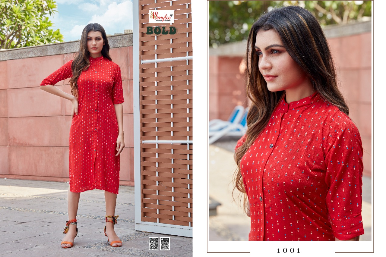 Smylee Fashion Bold Heavy Slub Print Rayon With Manual Hand Work Casual Wear Kurtis Wholesale Dealer Surat