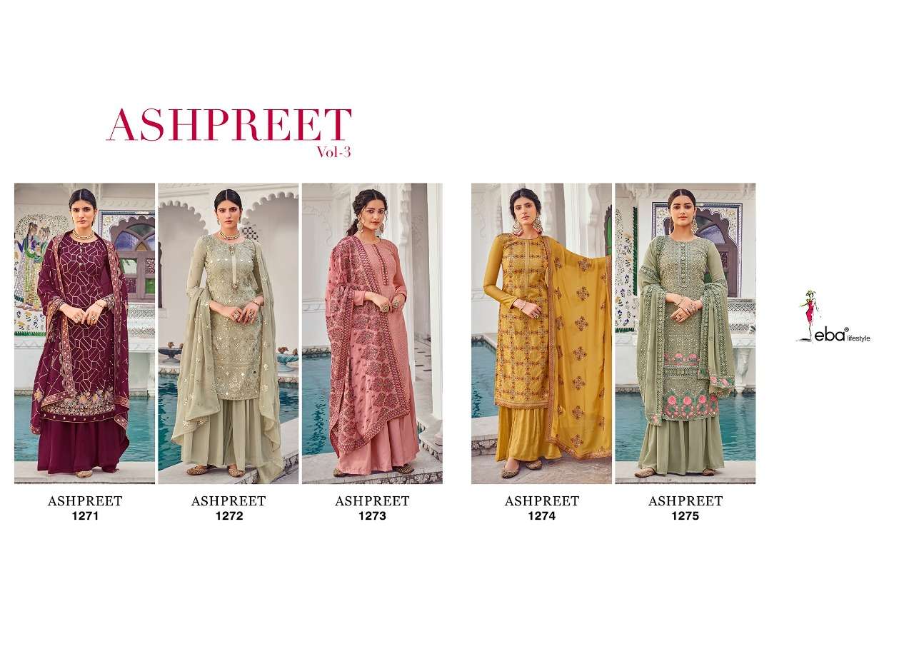 Eba Lifestyle Ashpreet Vol 3 Fox Georgette With Heavy Embroidery Work Pakistani Style Salwar Kameez Wholesale Dealer Surat
