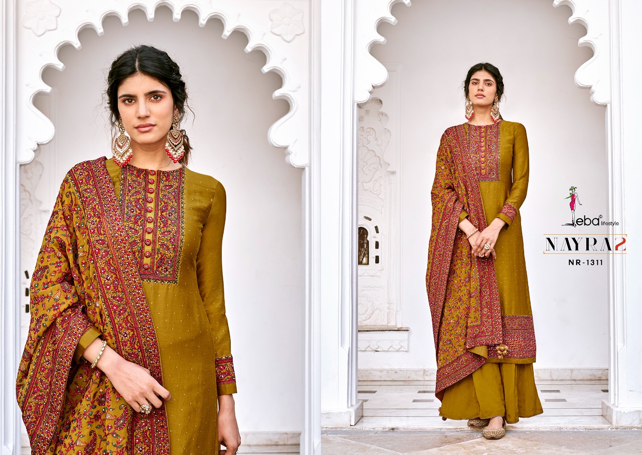Eba Lifestyle Nayra Vol 2 Pure Maheshwari Viscose Silk With Heavy Embroidery Dress Material Salwar Suit Wholesale Dealer Surat