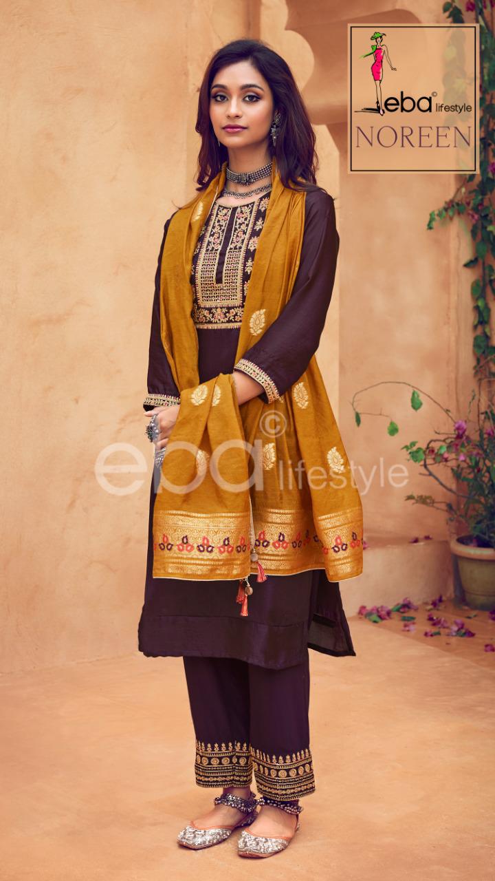Eba Lifestyle Noreen Pure Viscose Silk With Fancy Embroidery Work Dress Material Salwar Suits Wholesale Dealer Surat